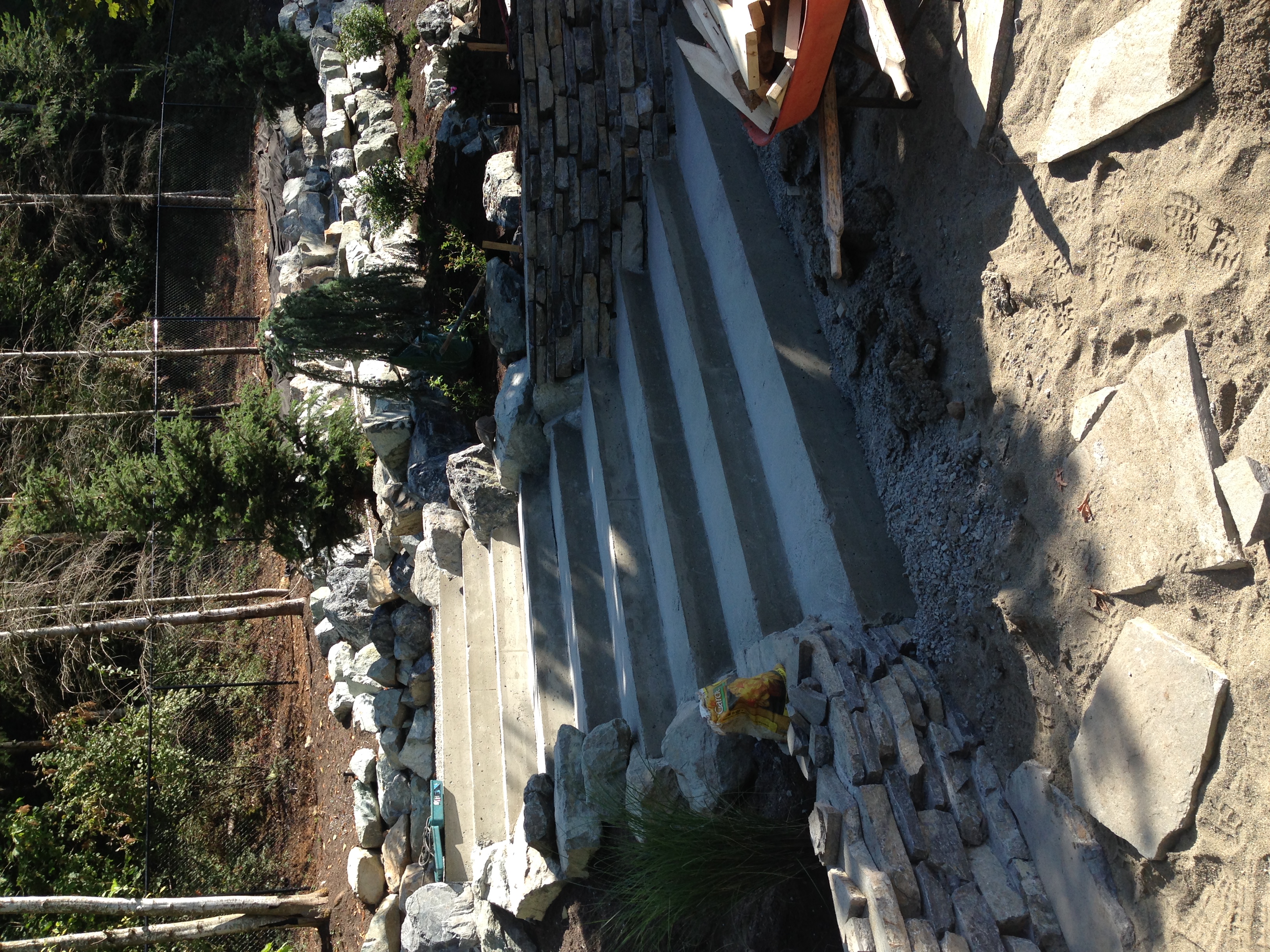Formwork and framing for custom concrete stairs in Abbotsford, B.C.