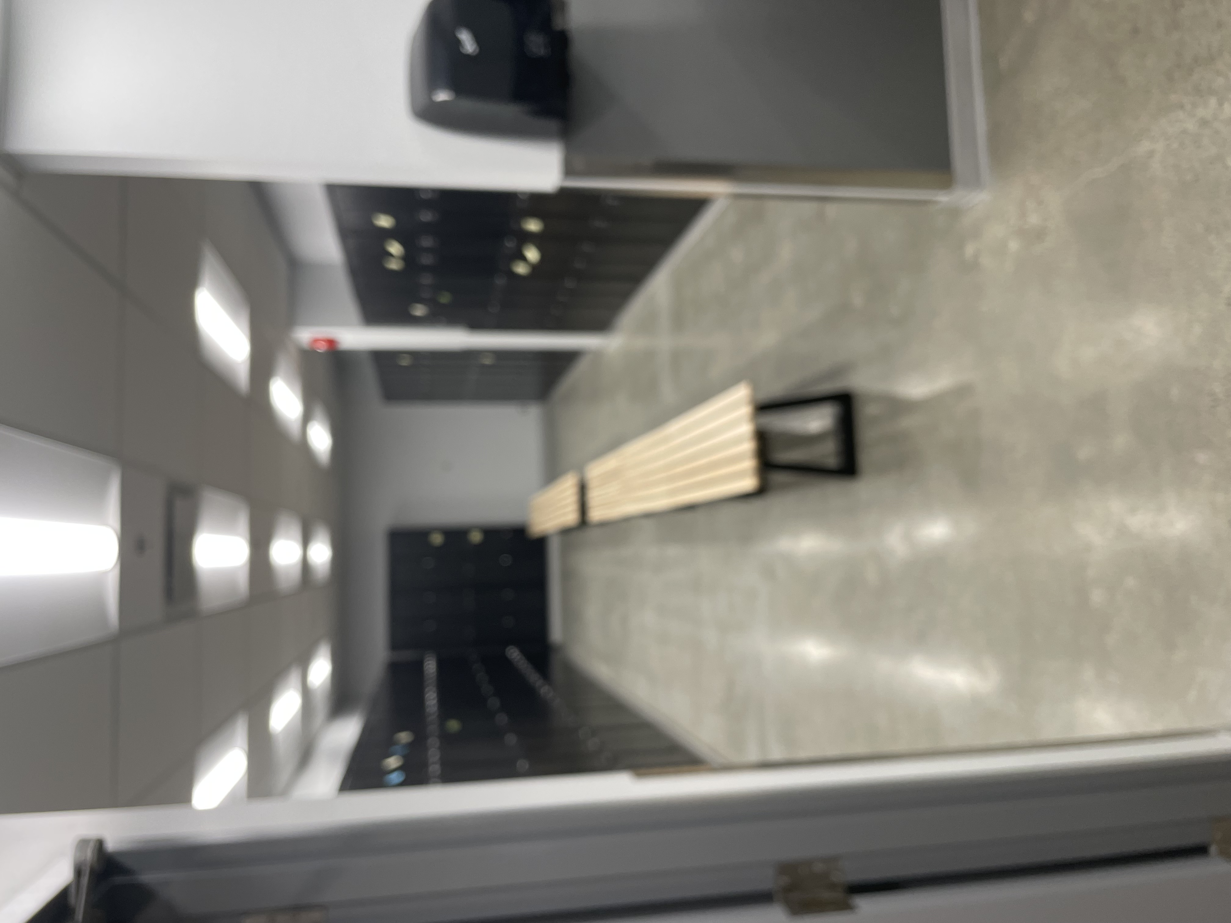 New lockers, benches and finishes in upgraded employee change room at Finning Canada, Surrey