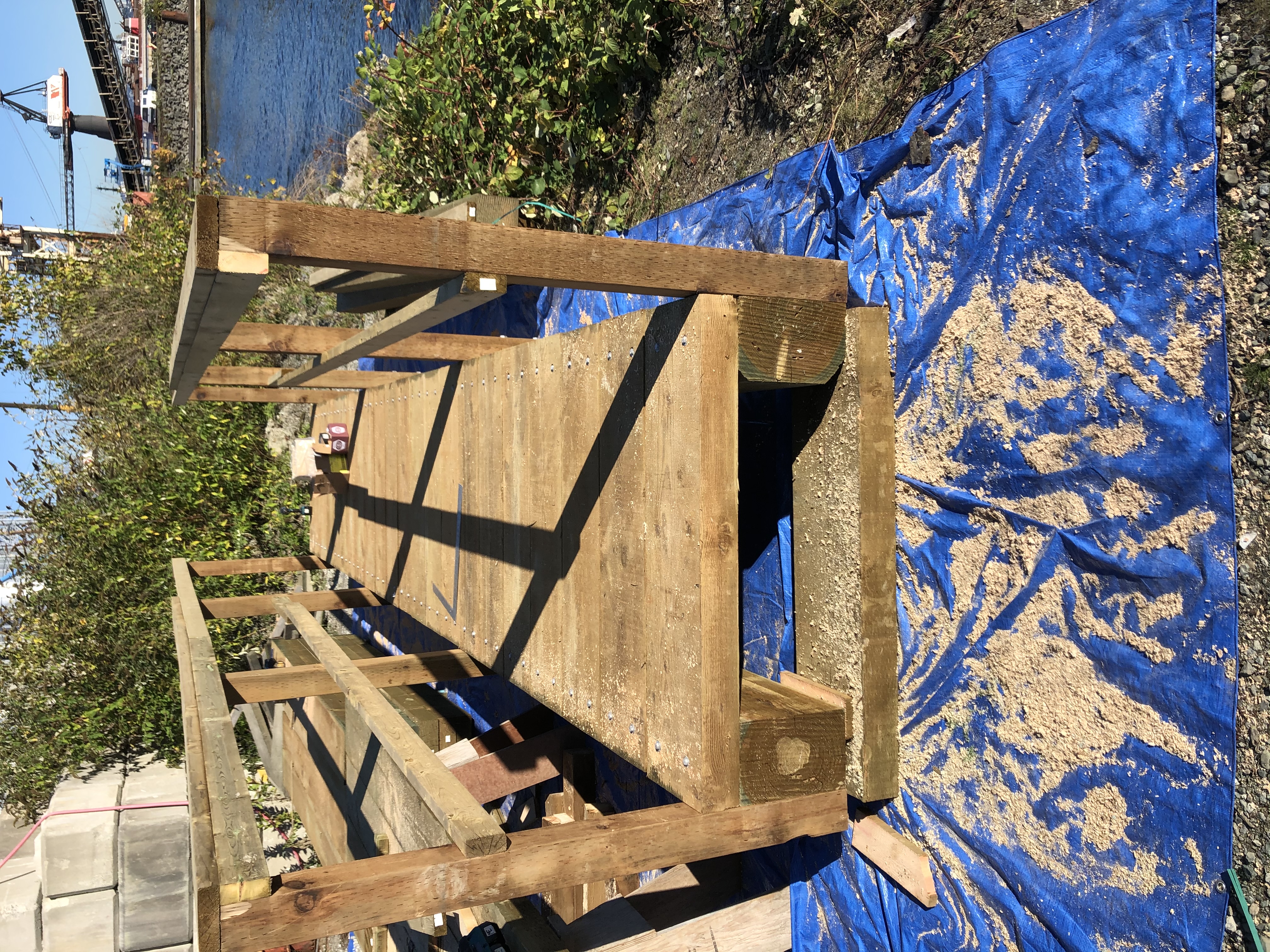 New timber deck framing during pier replacement at Lafarge's North Vancouver facility