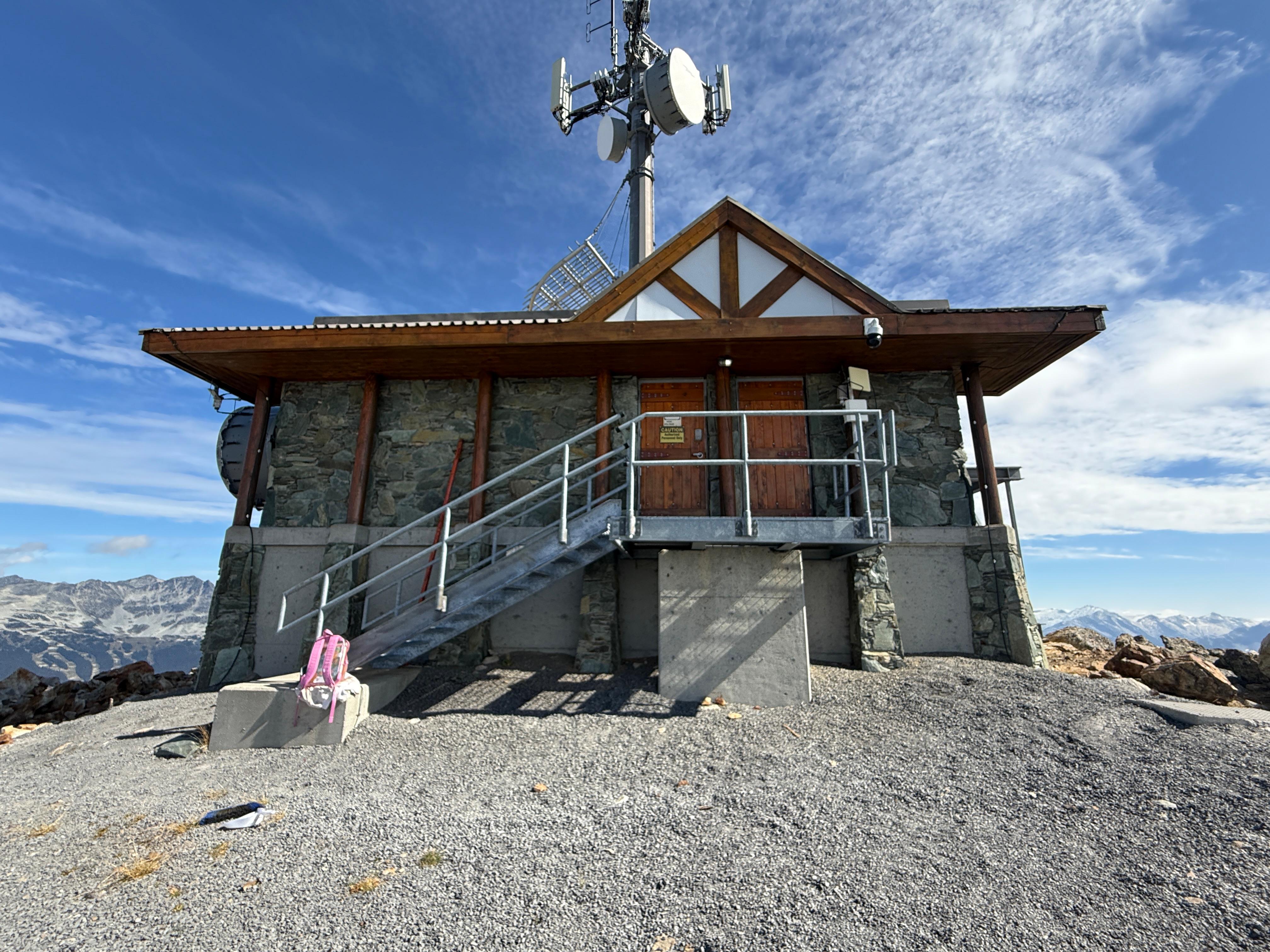 Exterior maintenance and refinishing of a Rogers Communications equipment shelter on Whistler Mountain